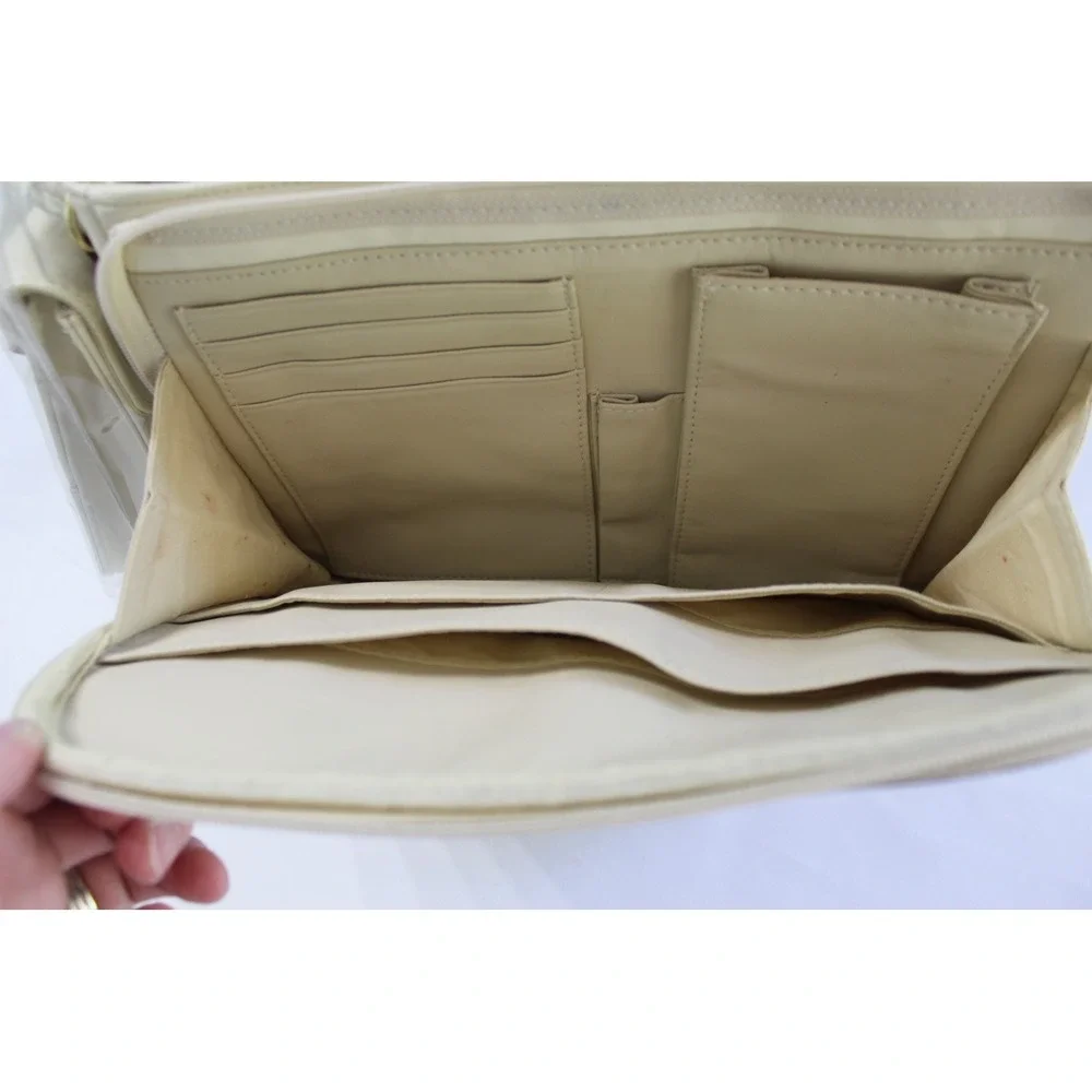Della Prima Vintage Cream Brown Colorblock Crossbody Organizer Bag with Pouch